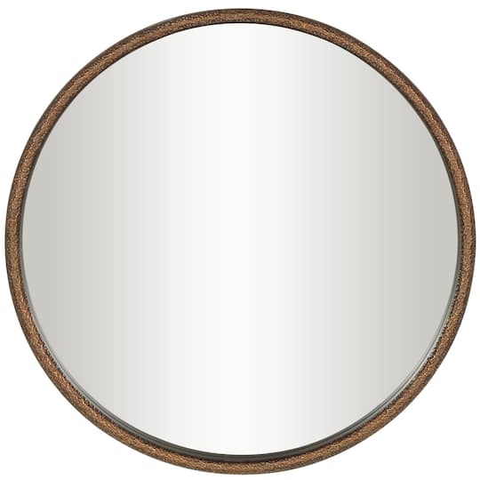 34" Copper Resin Weathered Spotted Wall Mirror with Hammered Texture